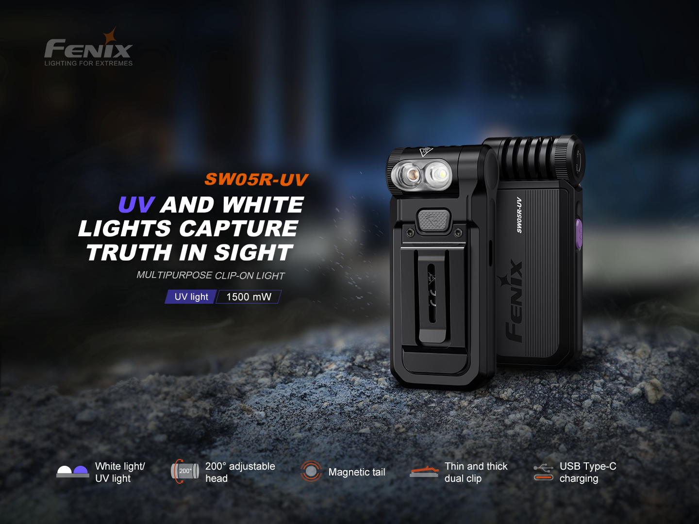 Fenix SW05R Multipurpose Clip-On Light with Red or UV Output