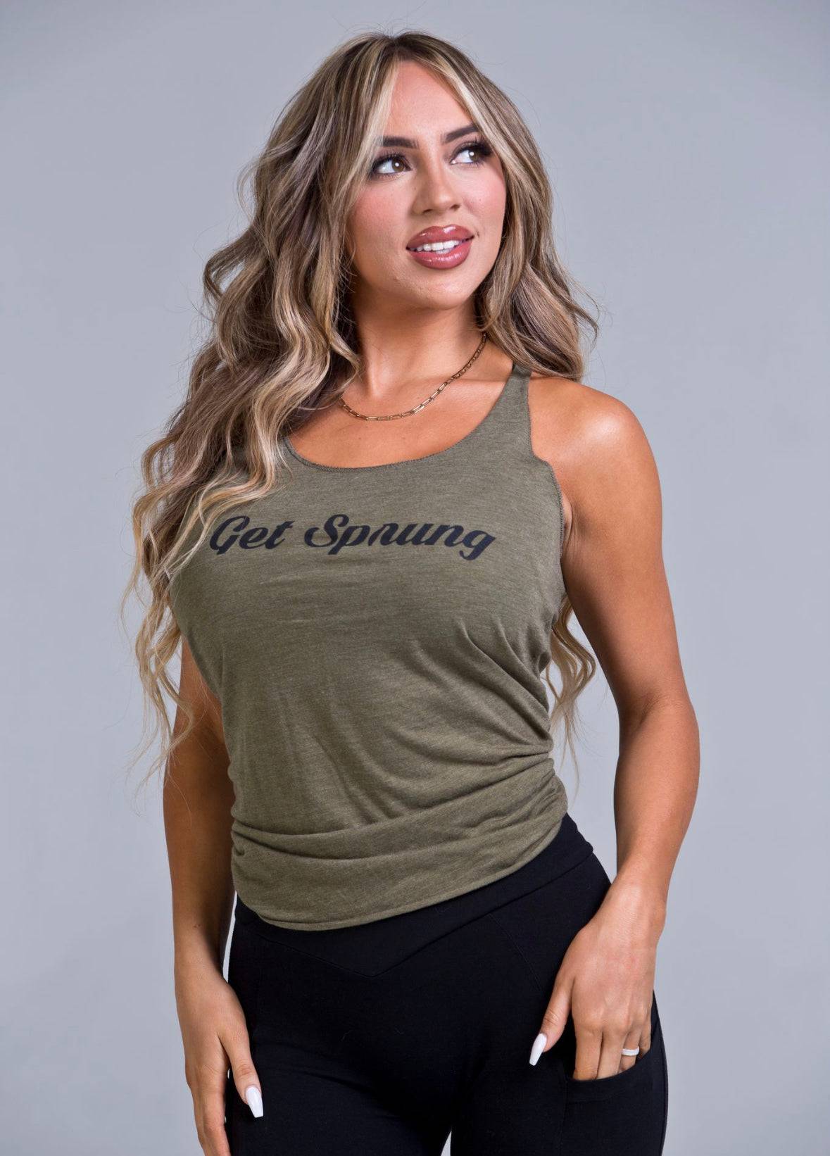 “GET SPRUNG” Women’s Racerback Tank Top S-XL