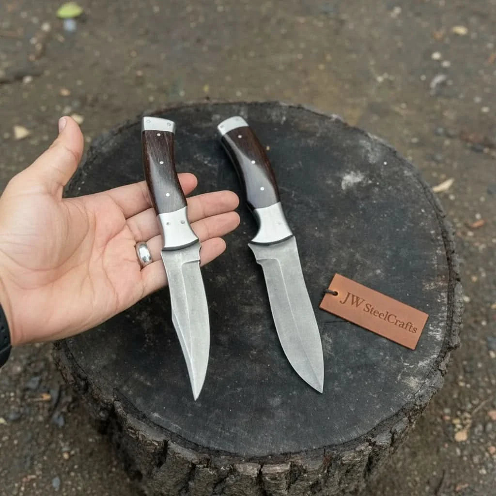 Hand-Forged 3-Piece Kitchen Knife Set with Dark Rosewood Handles