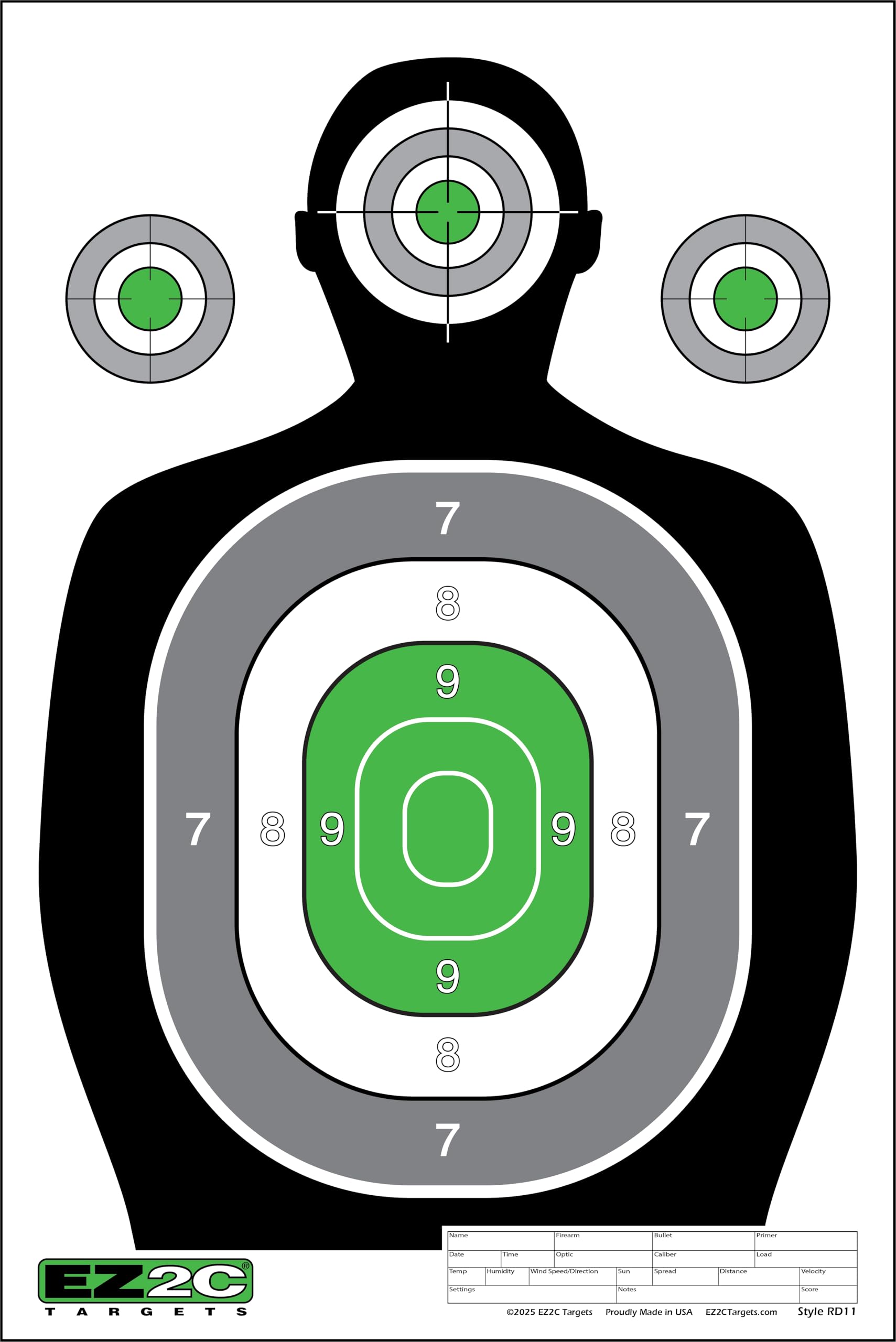 50 EZ2C RD11 12"x18" Silhouette Shooting Target, Premium Paper Targets Pad of 50