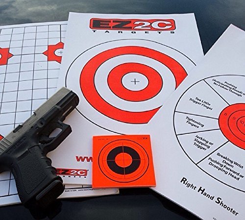 25 EZ2C Mini Shooting Targets Bright Fluorescent Self-Adhesive 3.5"x3.5" (25 count)