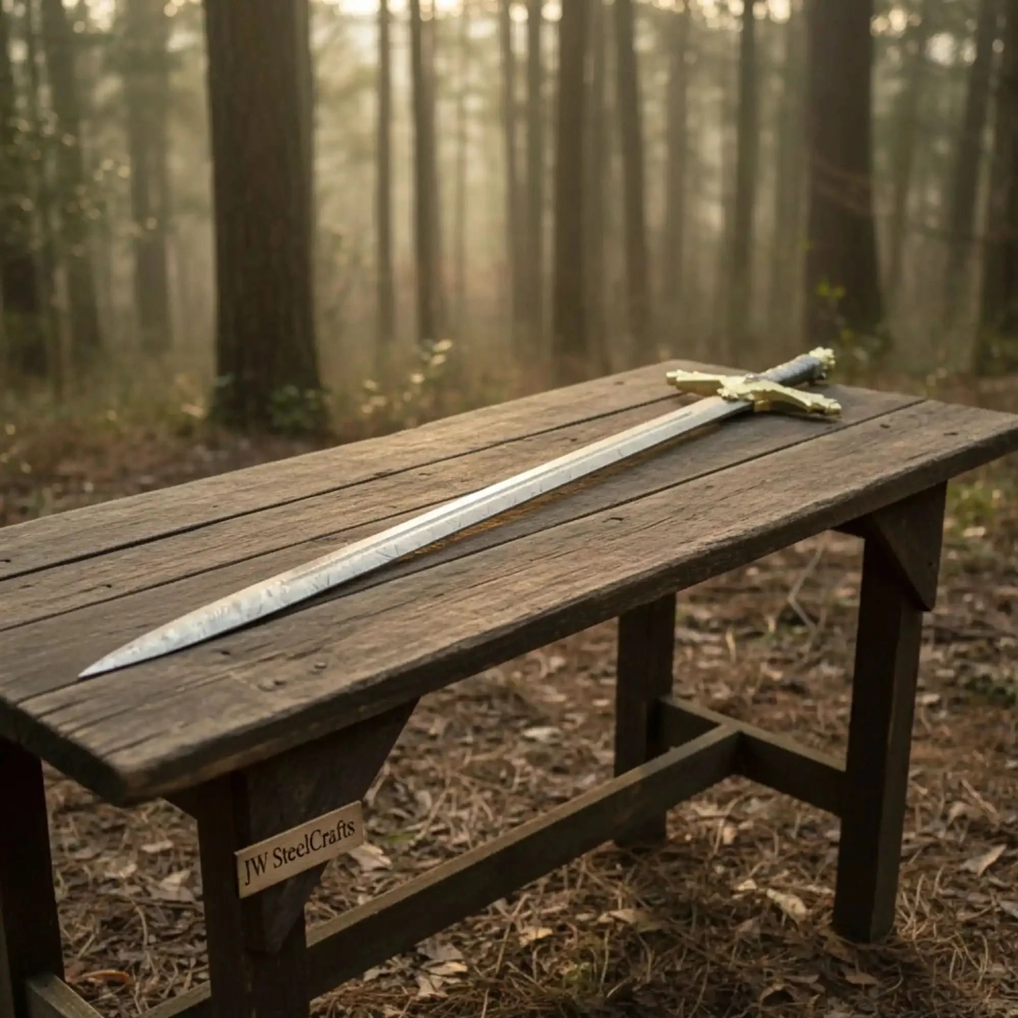Handmade Golden Crusade Authentic Crusader Replica Sword in Damascus Steel with Crossguard