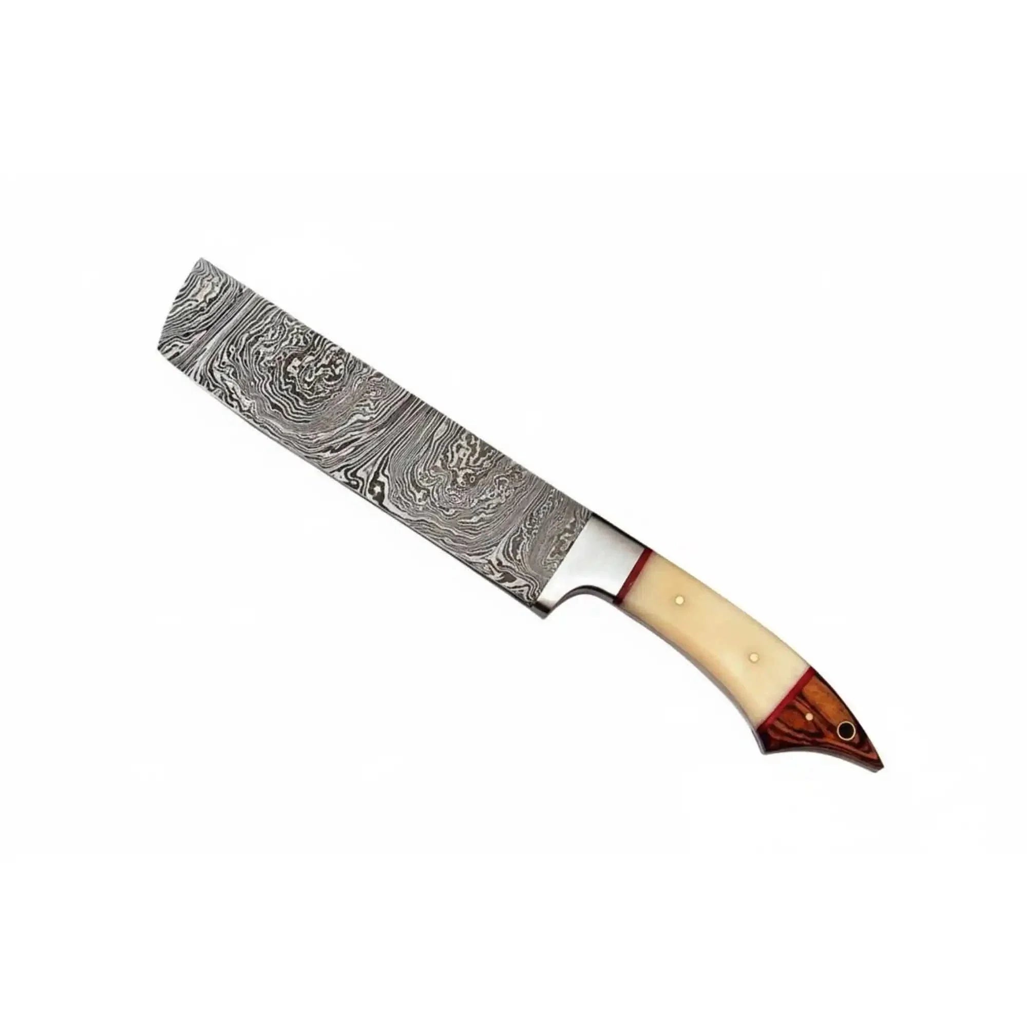 Handmade Damascus Steel Kitchen Knife Set with Bone and Wood Handles
