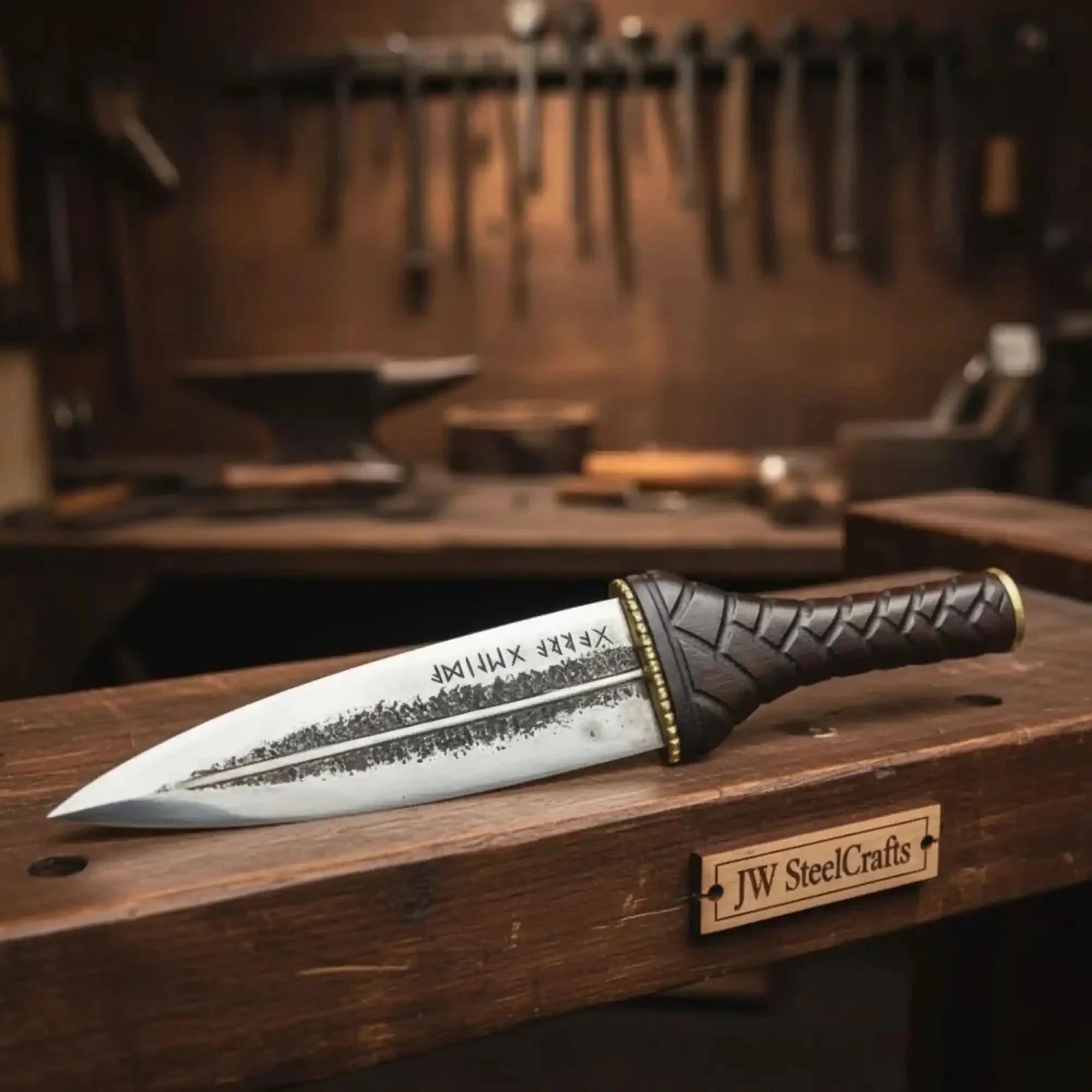 Double Edge Spear Point Medieval Dagger Fixed Blade 10–12 Inch Steel Knife with Guard Sheath