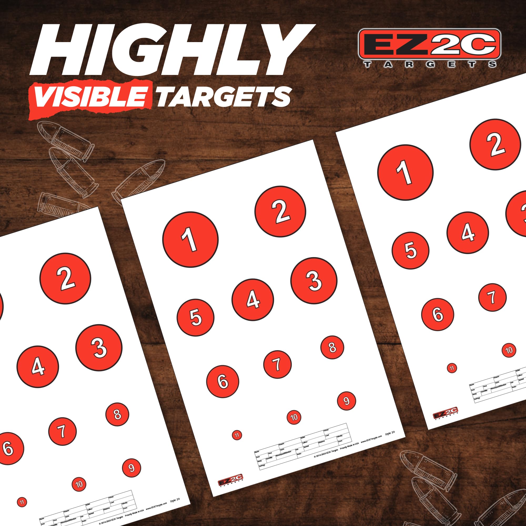 EZ2C Four Fun Game Styles: Paper Targets Shooting Range 11"x17" USA MADE