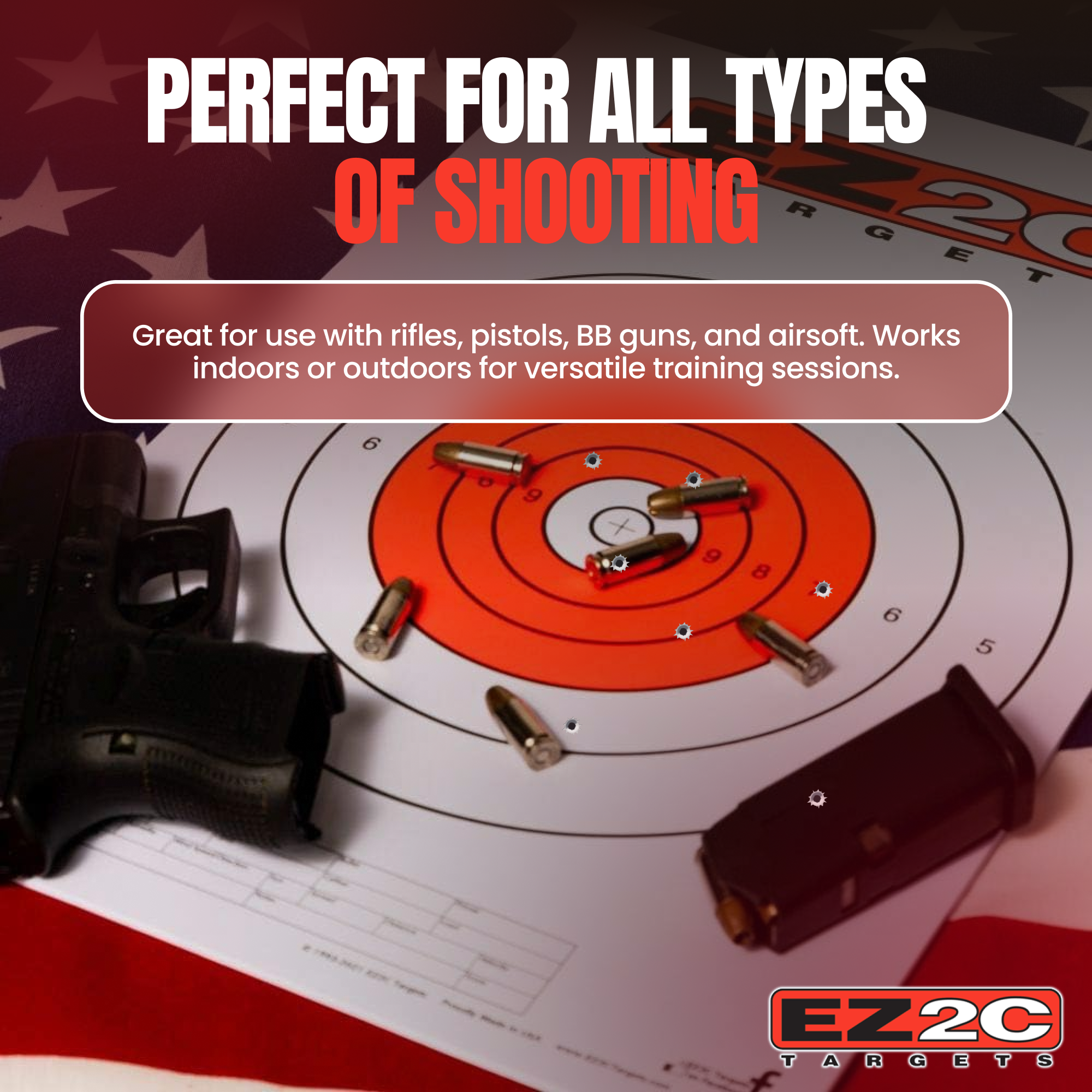 125 EZ2C Targets Favorites 5 Handgun Styles Paper Targets Bundle 11"x17" USA Made