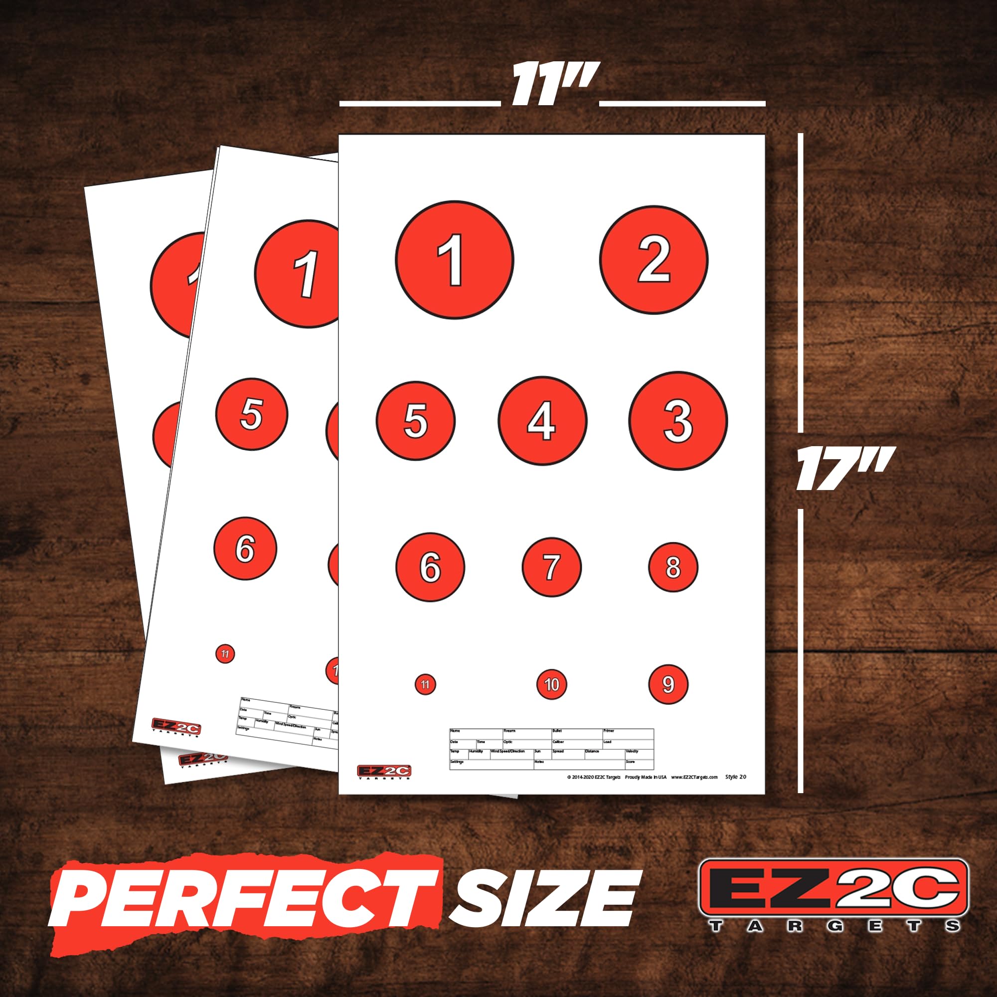 EZ2C Four Fun Game Styles: Paper Targets Shooting Range 11"x17" USA MADE