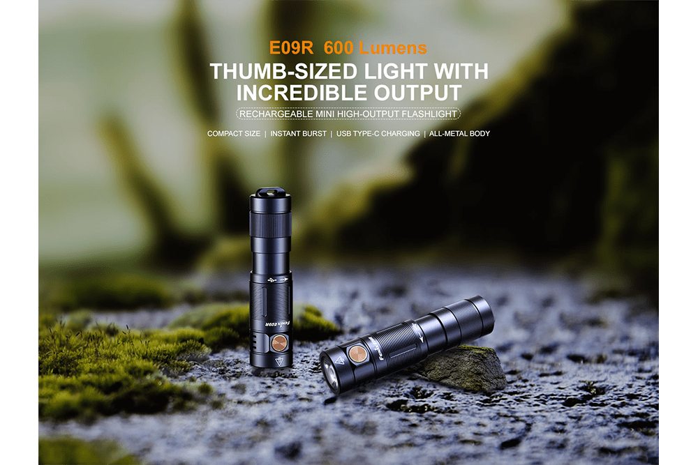 Fenix E09R Rechargeable High-Output Flashlight - 600 Lumens