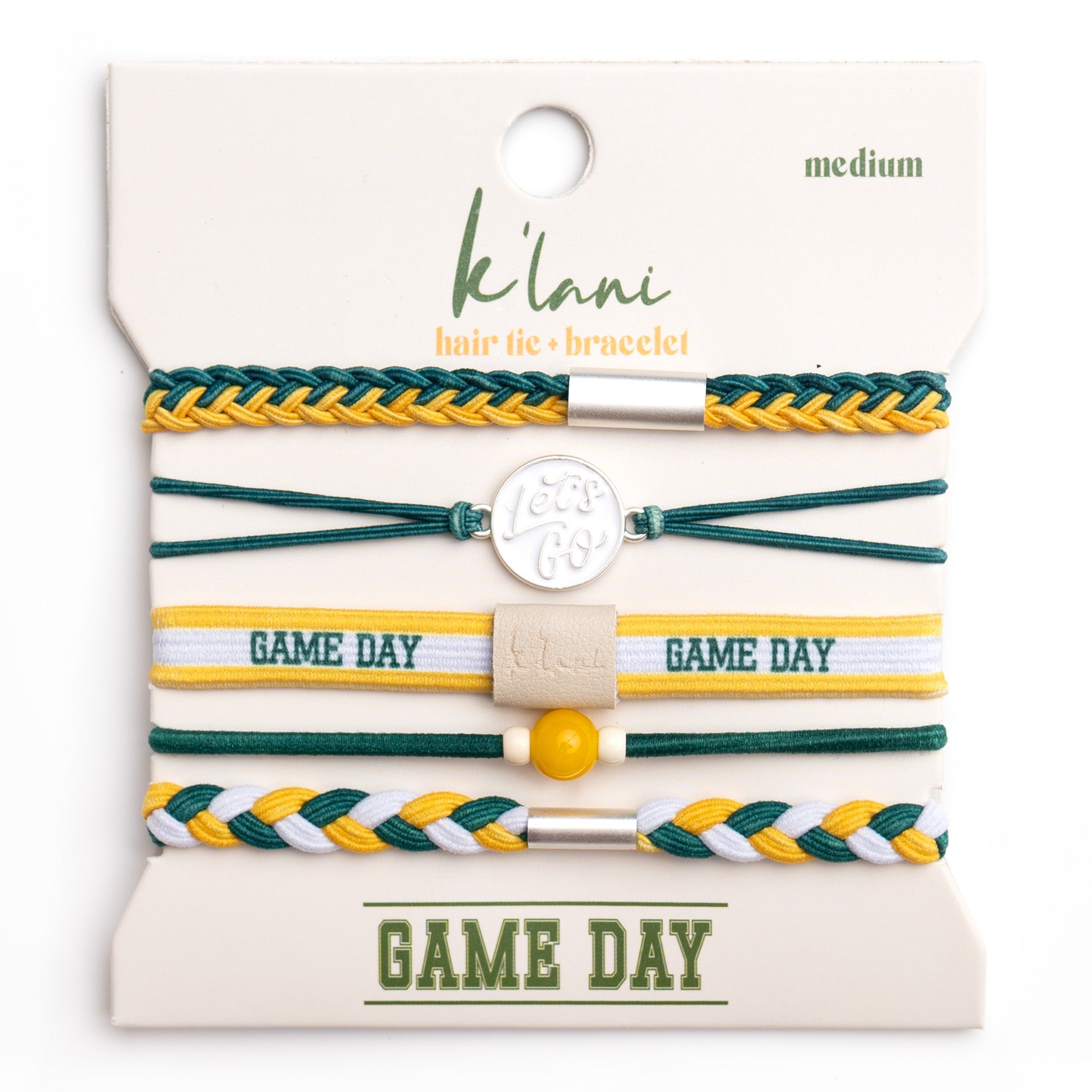 "Game Day" Green & Yellow Hair Tie Bracelets