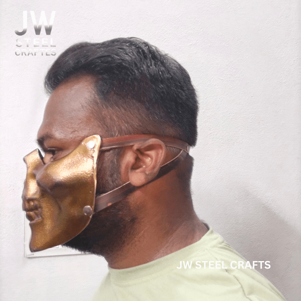 Handcrafted Metal Skull Mask: Choose Copper, Chrome or Antique Finish