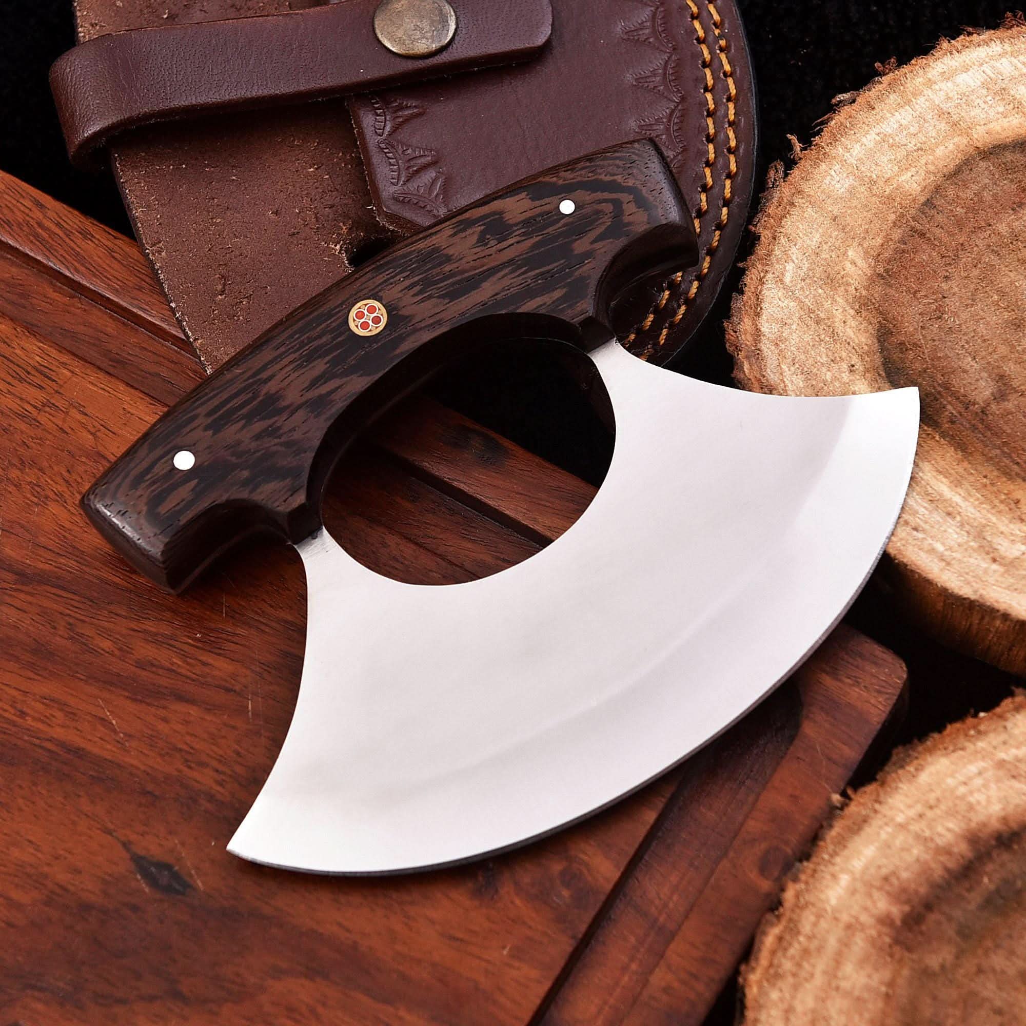 Handmade Stainless Steel Ulu Knife β Wenge Wood Handle | 5.5β Blade | Mosaic Pin | JW SteelCrafts