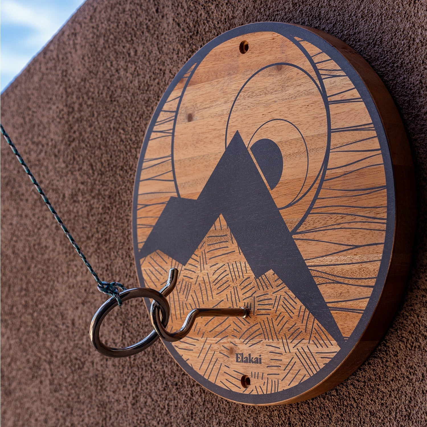 Hook and Ring Toss Game with Natural Wood Finish
