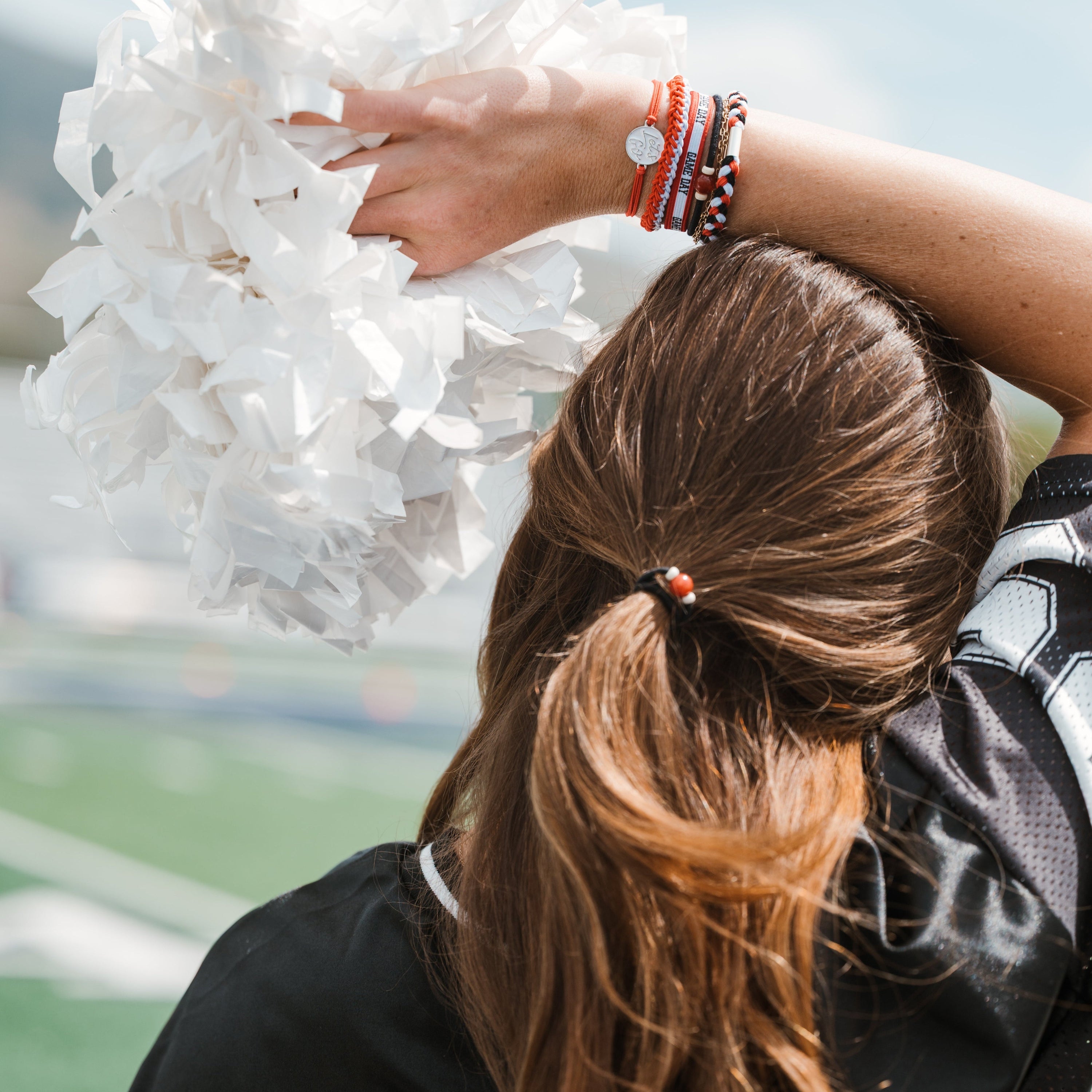"Game Day" Red, Black & White Hair Tie Bracelets