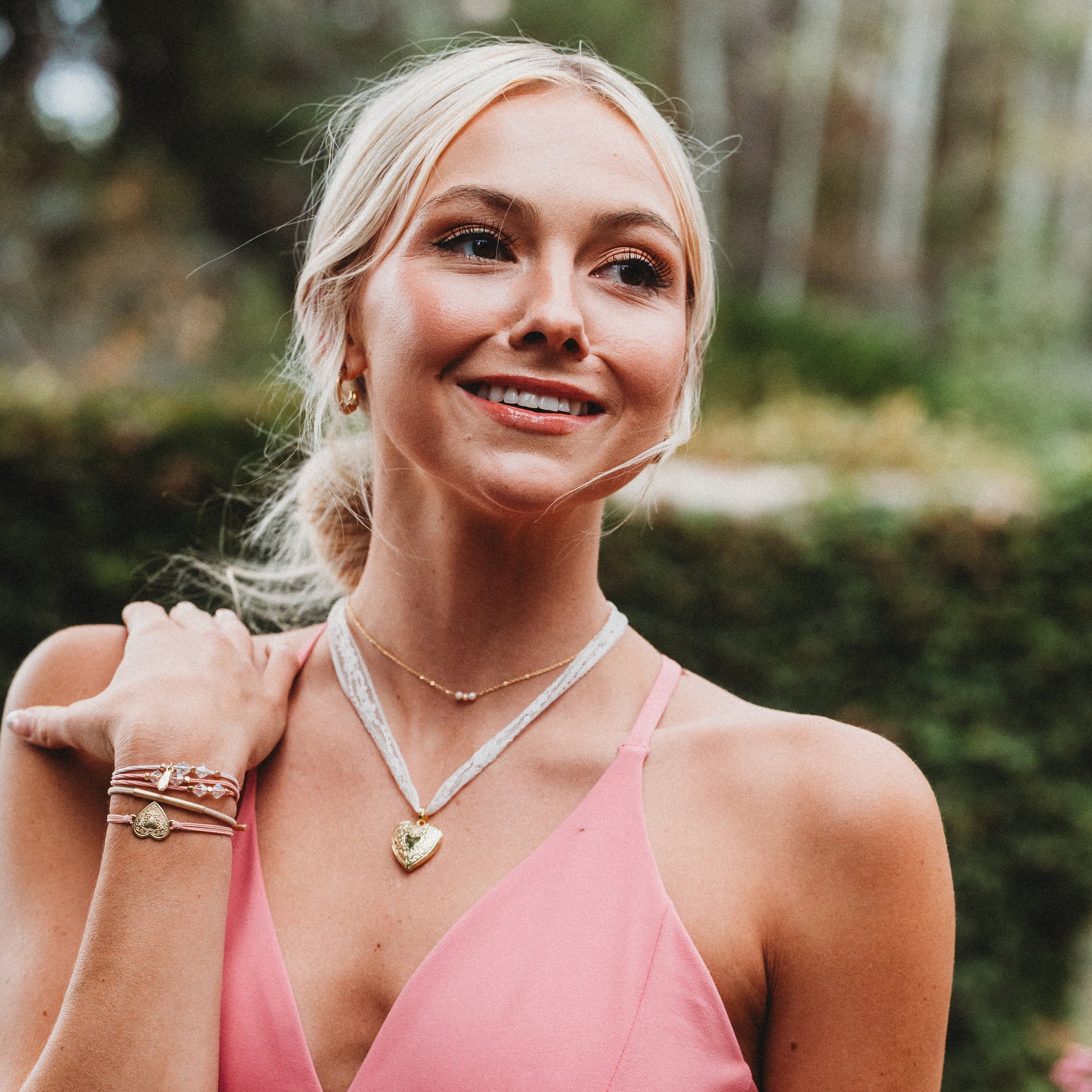 "Amoré" Gold Heart with Pearl Details Necklace Set