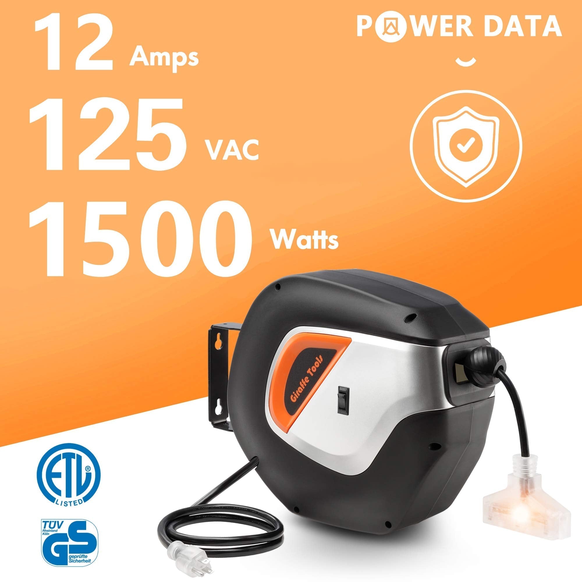 Retractable Extension Cord Reel-12AWG
