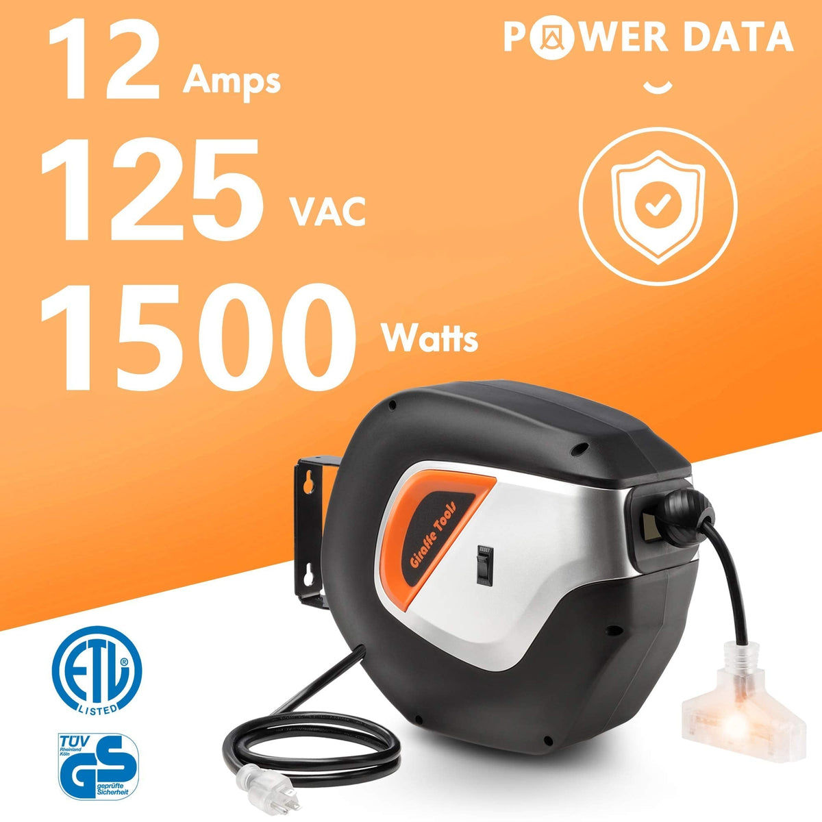 Retractable Extension Cord Reel-12AWG