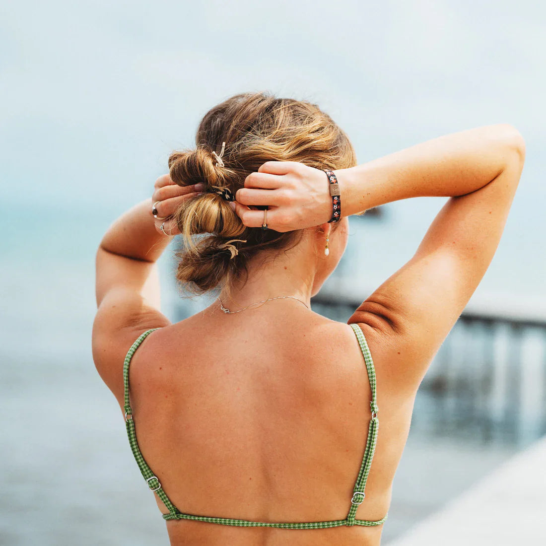 "Roxy Coastal Drift" Black & Neutral Beachy Vibe Hair Tie Bracelets