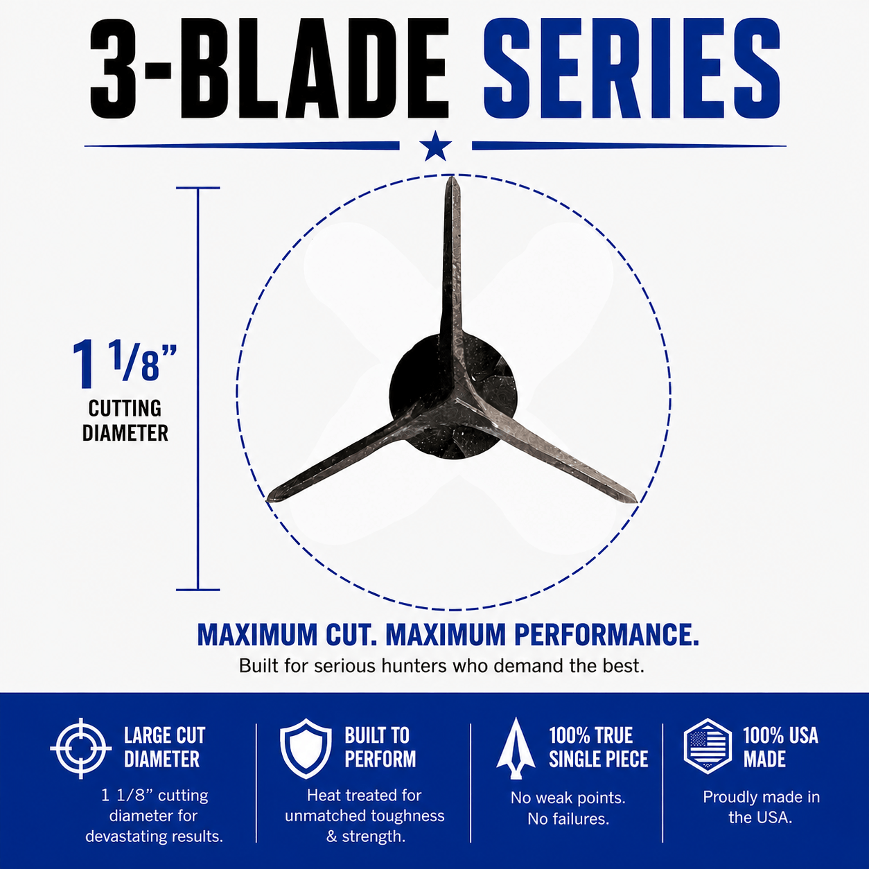 TOTA | 125 grain broadhead | 1-1/8 inch | fixed 3-blade