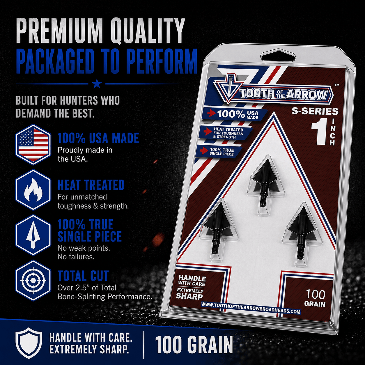 TOTA | 100 grain broadhead | 1-inch solid | fixed blade