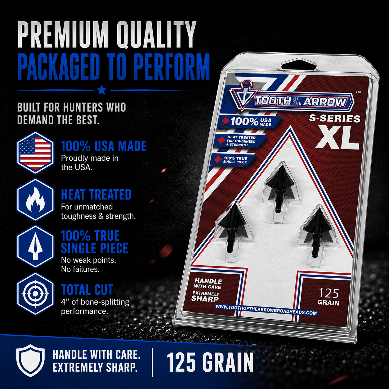 TOTA | 125 grain XL broadhead | 1-3/16-inch solid | fixed blade