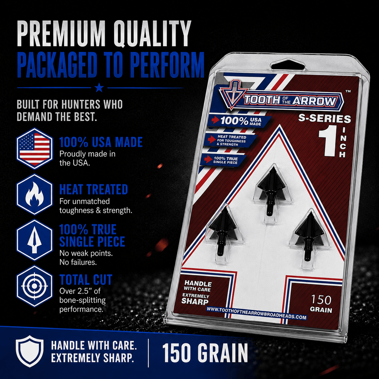 TOTA | 150 grain broadhead | 1-inch solid | fixed blade