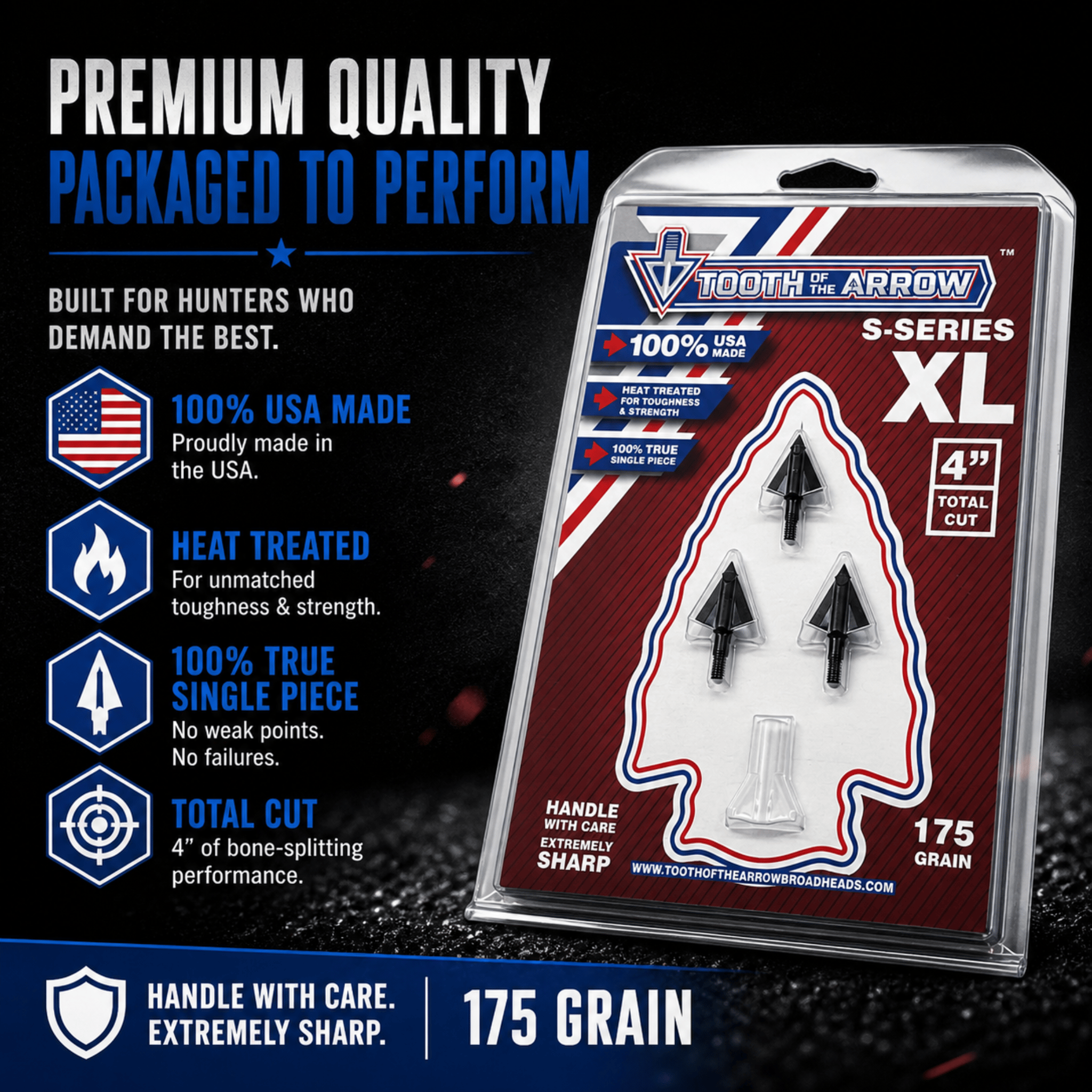 TOTA | 175 grain XL broadhead | 1-3/16-inch solid | fixed blade