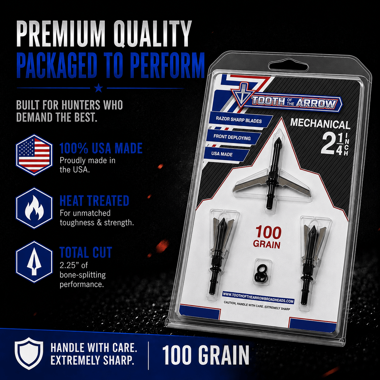 TOTA | 2-Blade Expandable Broadhead | 2.25” Cut | 100 Grain