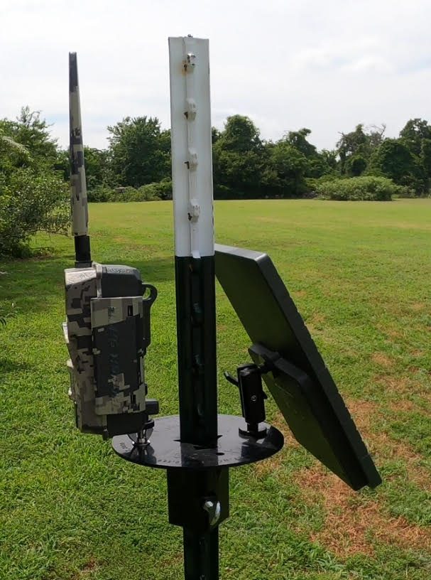 Patented T-Post Trail Camera & Solar Panel Mount — 1 Articulating Arm
