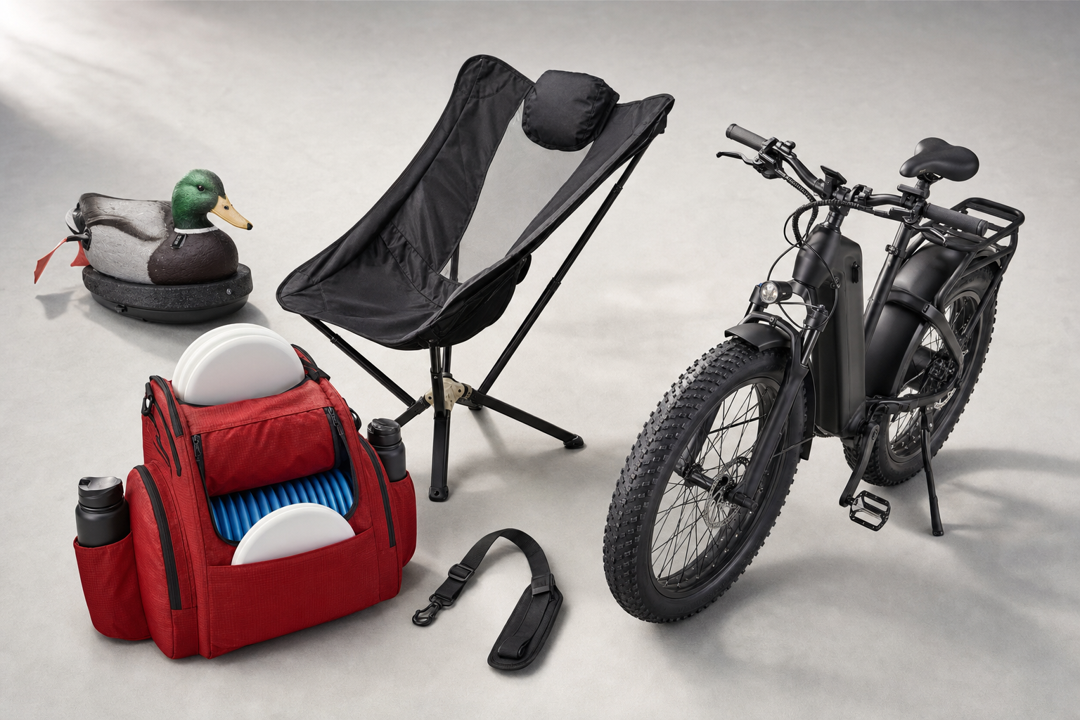 New outdoor brands at Lotz Outdoors for the week of May 31 to June 6, 2026: motion duck decoys, portable lounge chairs, hunting e-bike, disc golf gear, and outdoor accessories