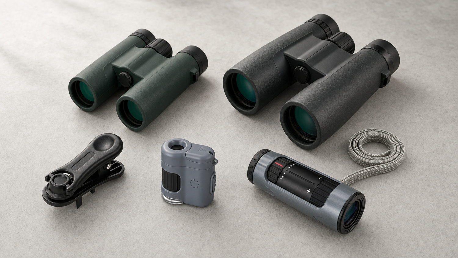 Composite hero image showing Carson Optical Stinger 10x25 compact binoculars, Jr Series 10x42 waterproof binoculars, Micromini 20x pocket microscope, and Monozoom 7-21x21 monocular, featured new brands at Lotz Outdoors for June 22 to June 28 2026