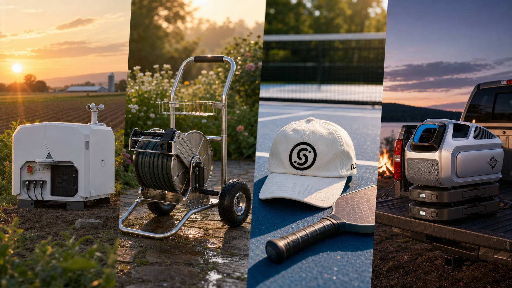 New brands at Lotz Outdoors for the week of July 20 to July 26, 2026: DJI enterprise drone systems, Giraffe Tools retractable hose reels, Slyce Sport pickleball apparel and paddles, and ZERO BREEZE portable air conditioners