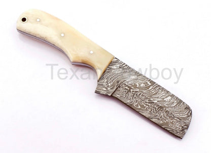 White Bone Handle Cowboy Bull Cutter Knife for Trail and Everyday Use