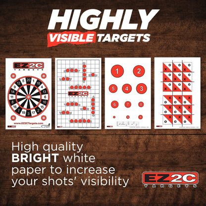 EZ2C Four Fun Game Styles: Paper Targets Shooting Range 11"x17" USA MADE