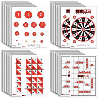 40 EZ2C Targets: Four Fun Game Styles Paper Targets 11"x17" USA MADE