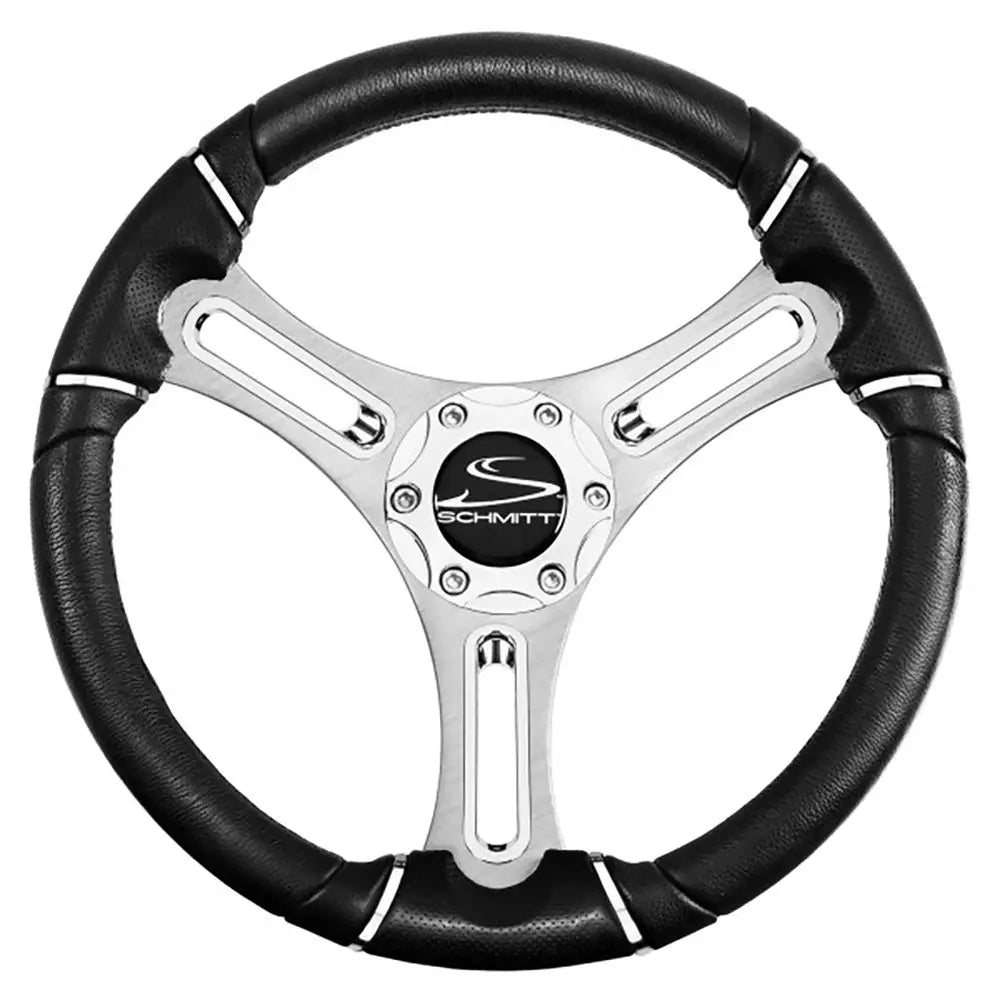 Schmitt Marine Torcello 14" Wheel - 04 Series - Polyurethane Wheel w/Chrome Trim  Cap - Brushed Spokes - 3/4" Tapered Shaft [PU043144-12R]