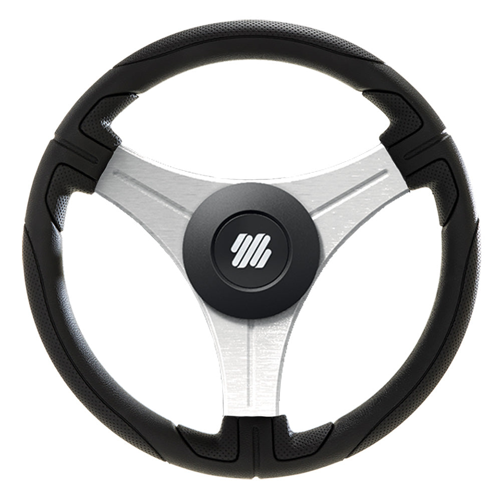 Uflex Ustica 13" Steering Wheel - Black - Polyurethane w/Silver Spokes &amp; X62 Hub