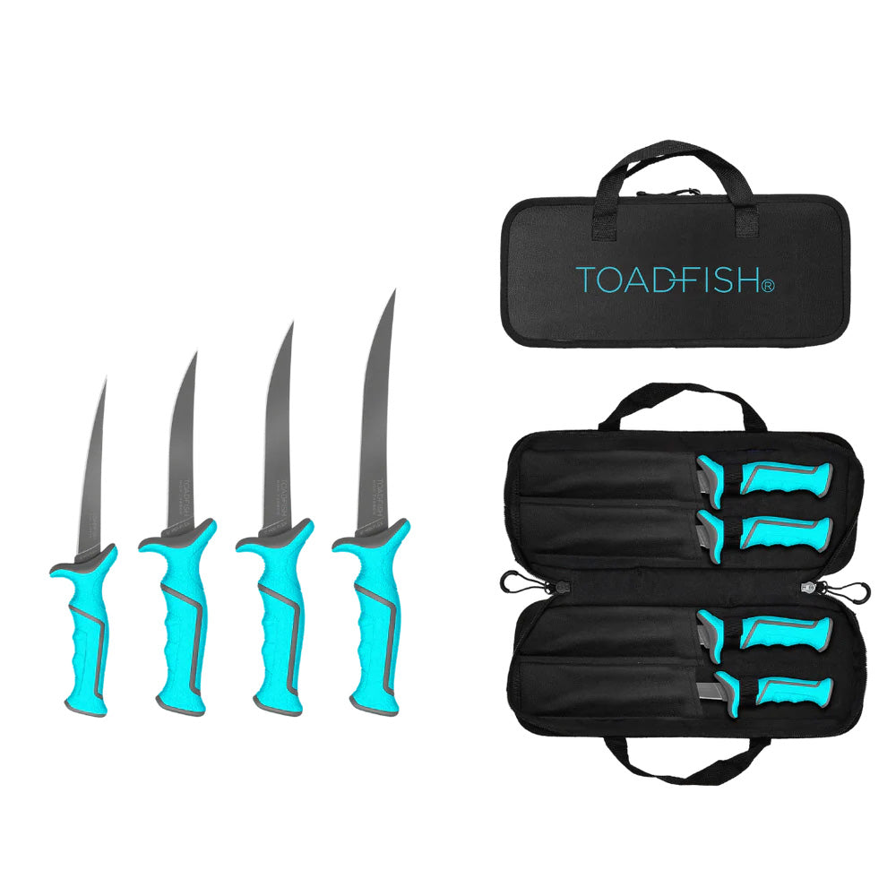 Toadfish Fixed Filet Knife Set - 4 Knives - 5, 6, 7 &amp; 8 Fixed Knives