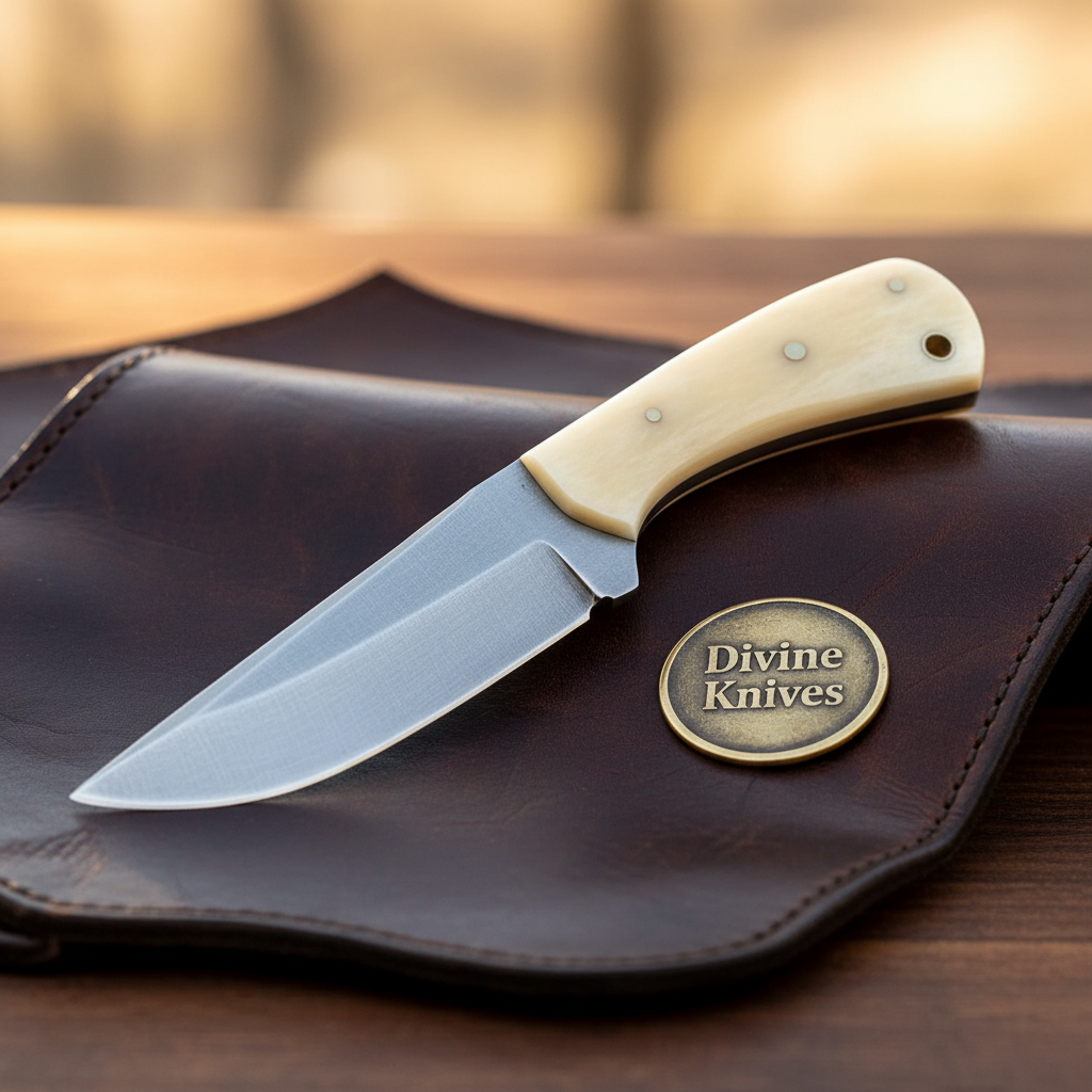 White Bone Handle High Carbon Hunting Knife for Everyday Carry and the Field