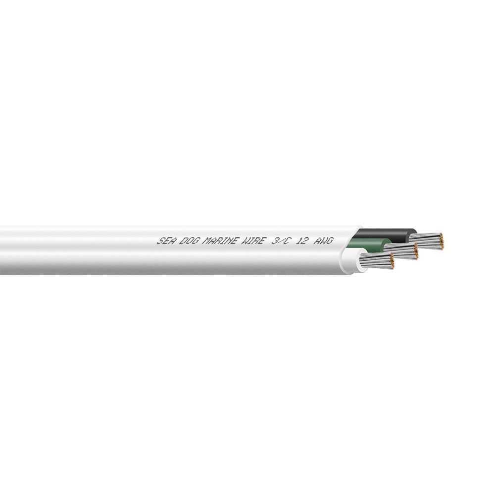 Sea-Dog 12/3 AWG Flat Triplex Wire - White/Green/Black - 100&