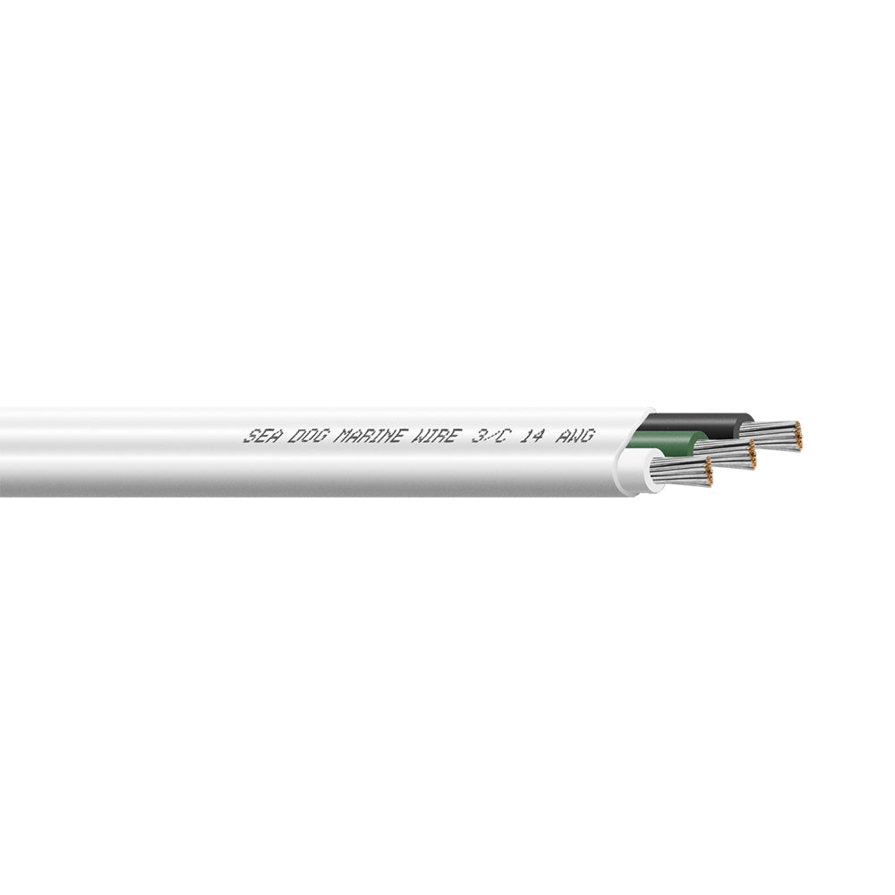 Sea-Dog 14/3 AWG Flat Triplex Wire - White/Green/Black - 100&