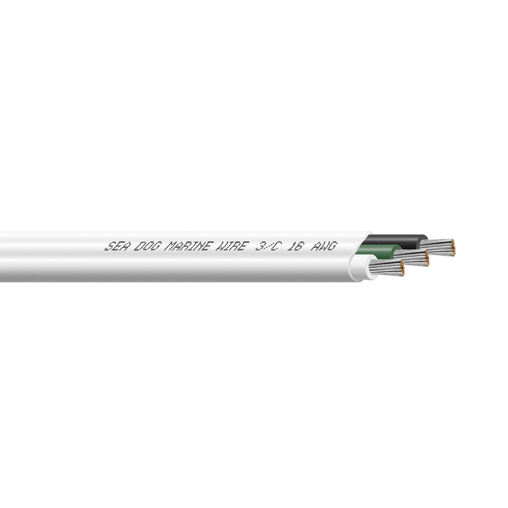 Sea-Dog 16/3 AWG Flat Triplex Wire - White/Green/Black - 100&