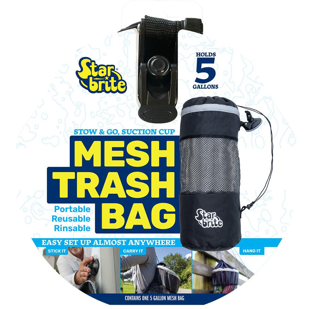 Star brite Mesh Trash Bag w/Locking Suction Cup &amp; Litter Guard Cinch Tie - 5 Gallons