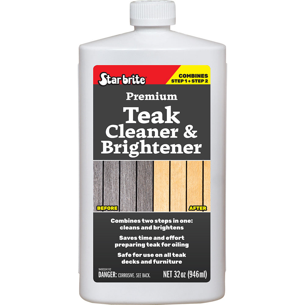 Star brite Premium Teak Cleaner &amp; Brightener - Restore &amp; Enhance Wood Grain - 32 oz