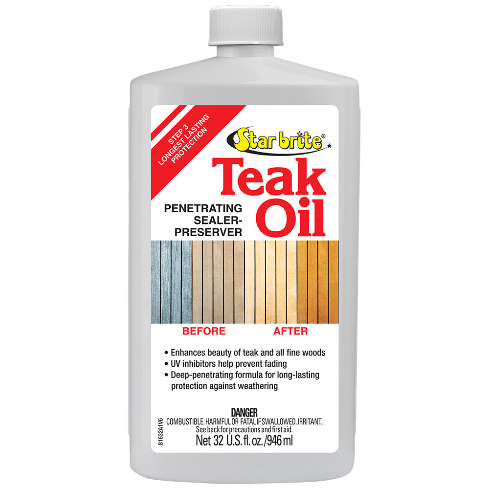 Star brite Teak Oil - Long Lasting, Penetrating, Sealer, &amp; Preserver w/UV Inhibitors - 32 oz