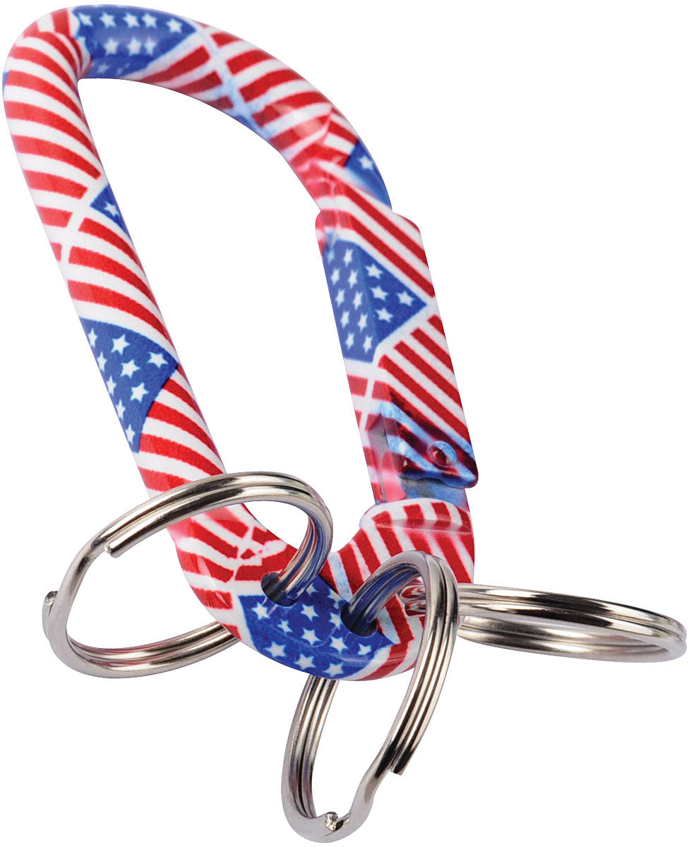 Us Flag Carabiner W/3 Keyrings