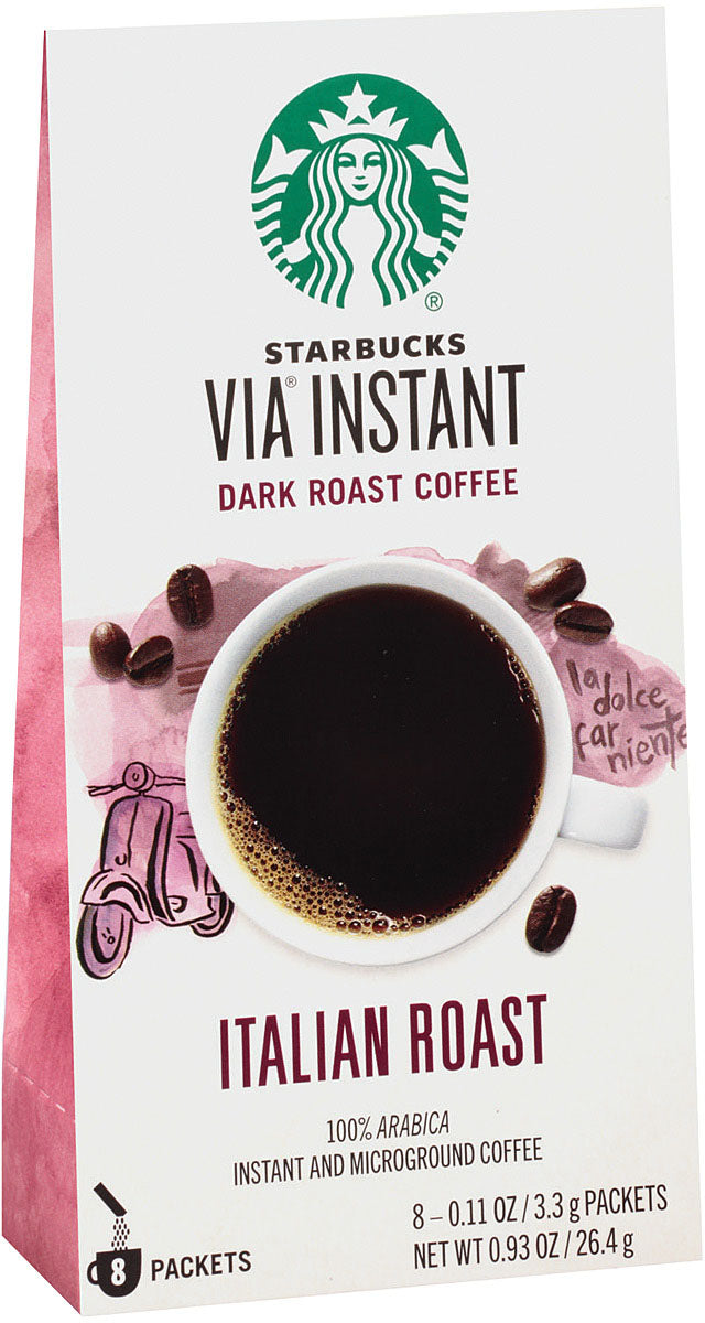 Starbucks Via Italian Roast Instant Coffee 8 Pack - Rich and Bold Flavor