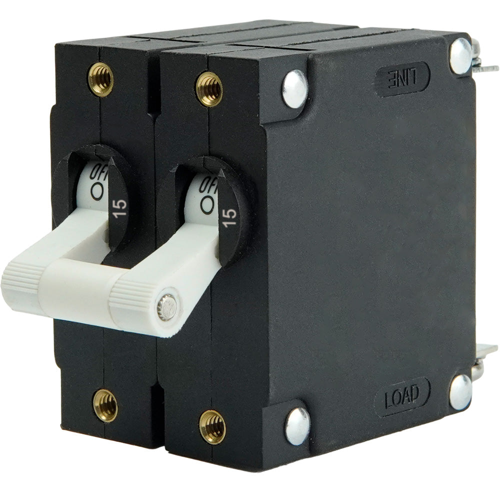 Egis A Series White Toggle Panel Mount Circuit Breaker - Dual Pole 15A