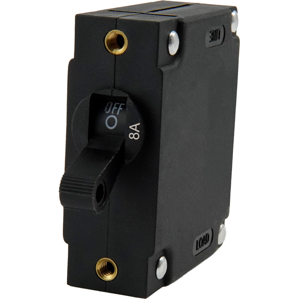 Egis A Series Black Toggle Panel Mount Circuit Breaker - Single Pole 8A