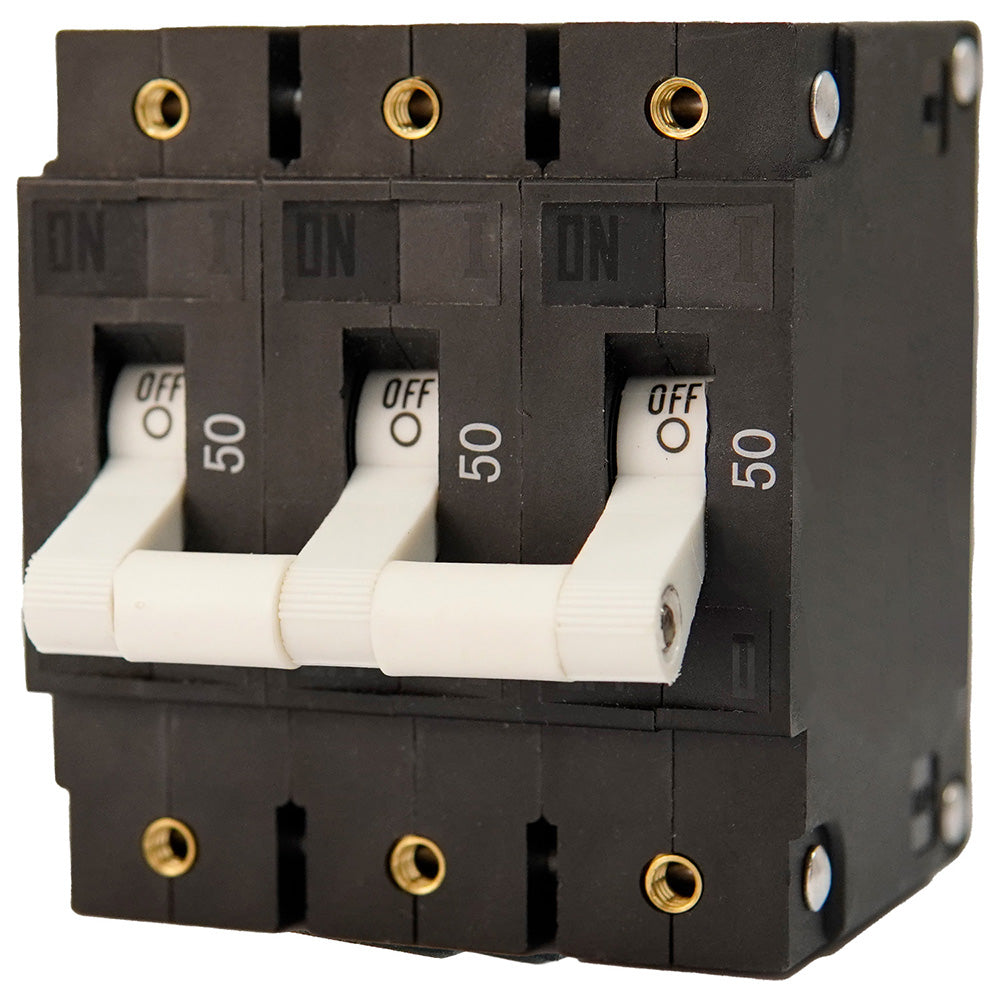 Egis C Series White Toggle Panel Mount Circuit Breaker - Triple Pole 50A