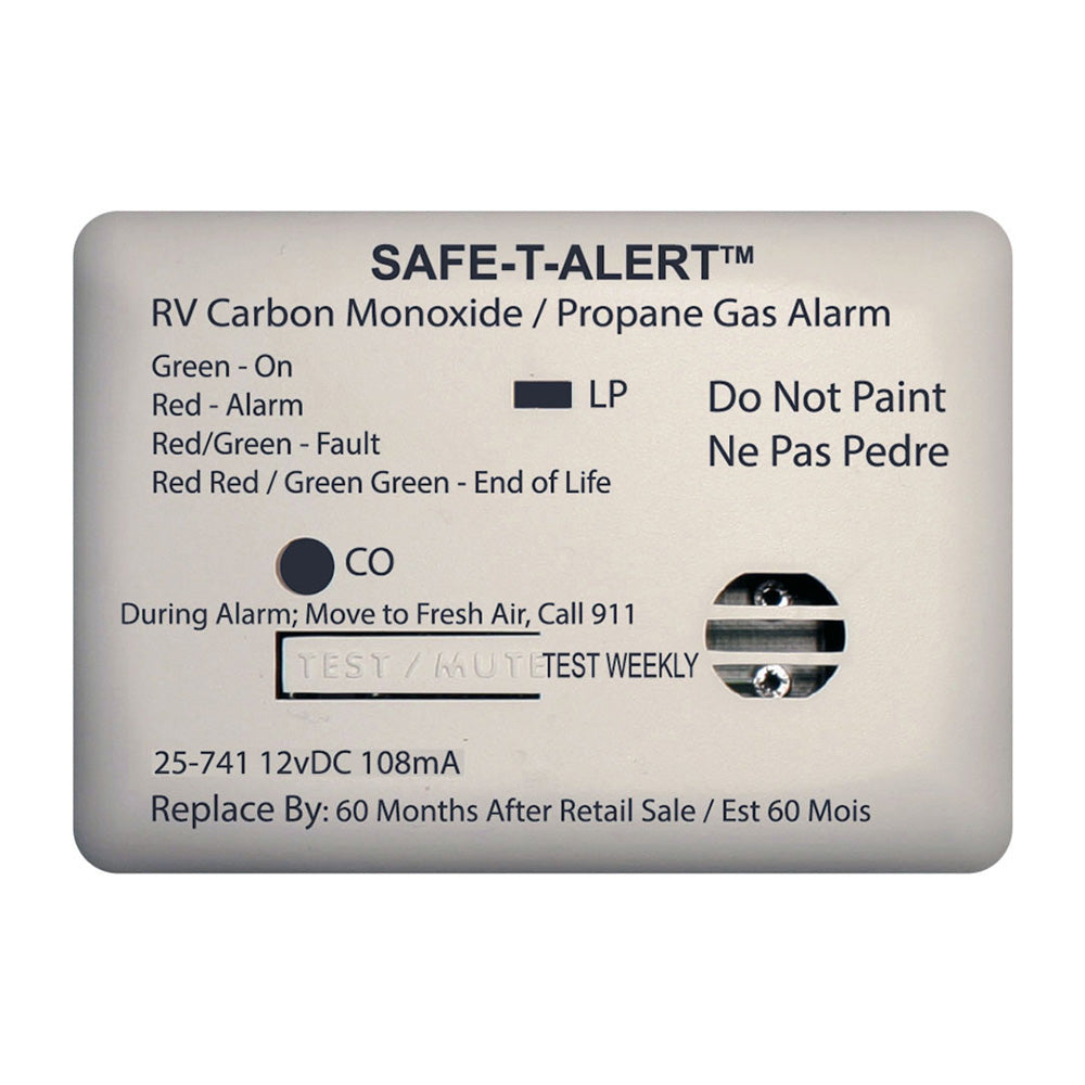 Safe-T-Alert 25 Series Surface Mount Dual Carbon Monoxide/Propane Alarm - 12V Hardwire - White